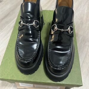 Women’s Gucci Black Loafers with Silver Accents Size 40